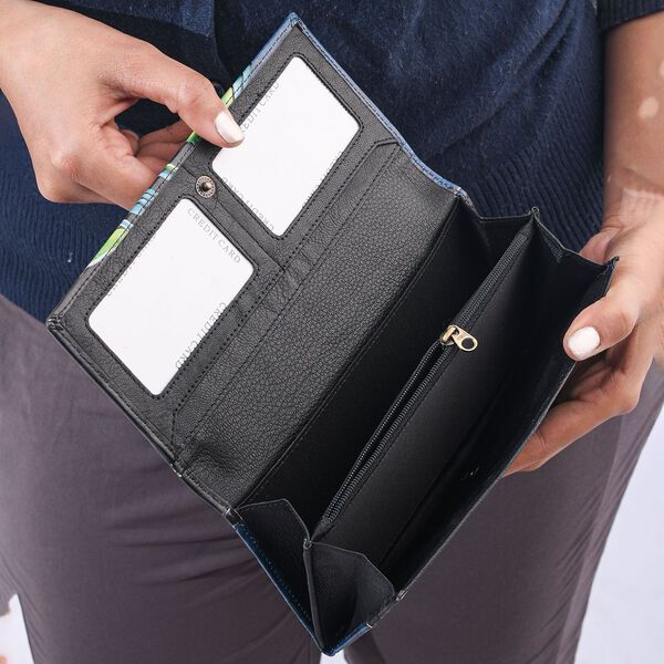 SUKRITI - handbemalte Echtleder Brieftasche, schwarz und mehrfarbig image number 5