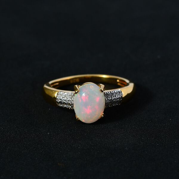 AA nat&uuml;rlicher, &auml;thiopischer Welo Opal und Diamant-Ring - 1,30 ct. image number 3