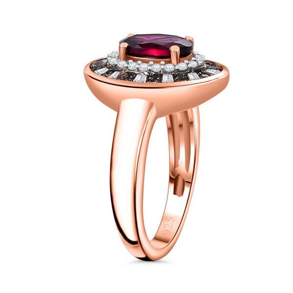 Rhodolith Granat, wei&szlig;er und Champagner Zirkon Ring - 2,37 ct. image number 5