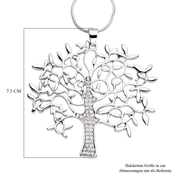 Wei&szlig;er Kristall Lebensbaum-Anh&auml;nger mit Kette, silberfarben image number 4