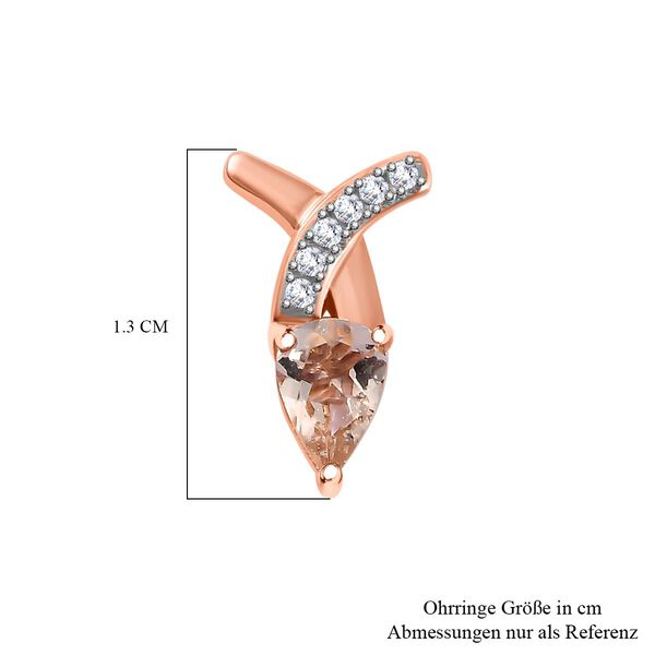 AA Morganit, Wei&szlig;er Zirkon Ohrringe 925 Silber 750 Ros&eacute;gold Vermeil ca. 0,88 ct. image number 7