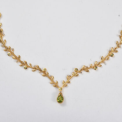 EVER TRUE AA Nat&uuml;rliche Peridot Halskette ca. 50 cm 950 Kupfer ca. 2.05 ct