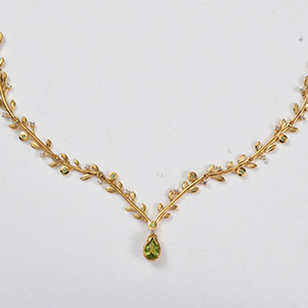 EVER TRUE AA Nat&uuml;rliche Peridot Halskette ca. 50 cm 950 Kupfer ca. 2.05 ct