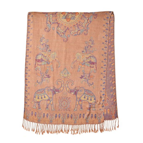 Schal mit Elefantenmuster, Beige image number 2