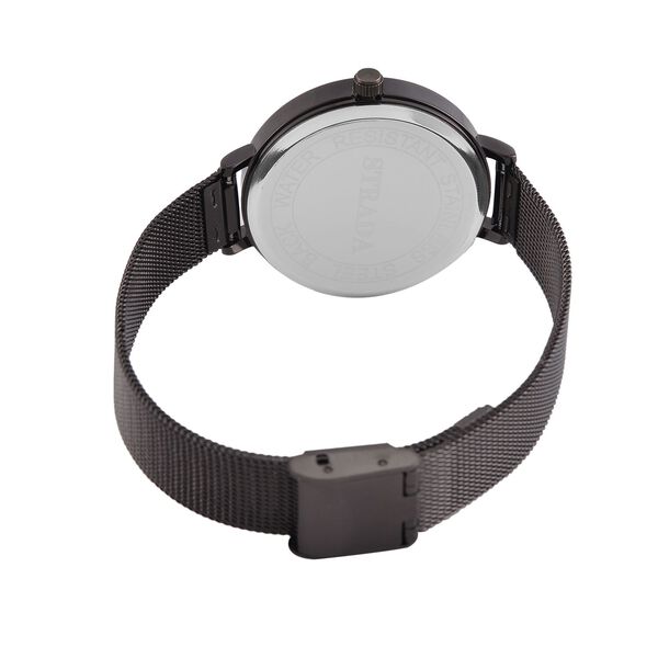 STRADA - Japanisches Uhrwerk, Wei&szlig;er Kristall, 8.5 cm Reiner Edelstahl, Schwarzfarben image number 7