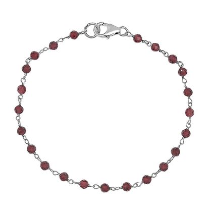 Roter Granat Armband ca. 19 cm 925 Silber rhodiniert ca. 6.00 ct