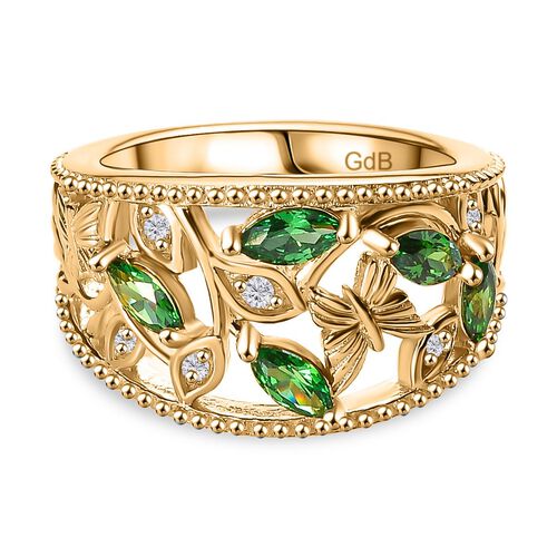 Grüner Zirkonia, Weißer Zirkonia Ring Messing (Größe 18.00) image number 0