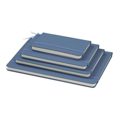 4-teiliges Notizbuch-Set mit Gummibandverschluss, Kunstleder und Papier, verschiedene Gr&ouml;&szlig;en, Grau