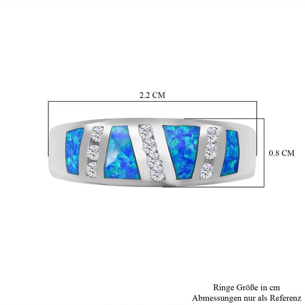 Simulierter blauer Opal und Zirkonia-Ring image number 6