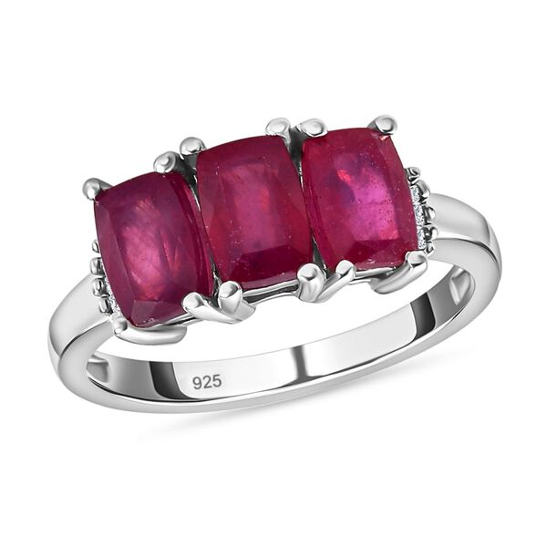 Afrikanischer Rubin und weißer Diamant-Ring, 925 Silber platiniert  ca. 2,77 ct image number 4