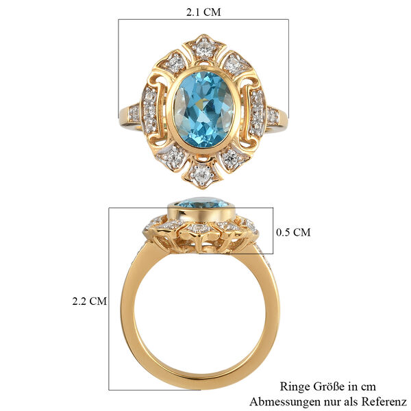 Schweizer Blautopas und Zirkon Ring, ca. 2,65 ct image number 7