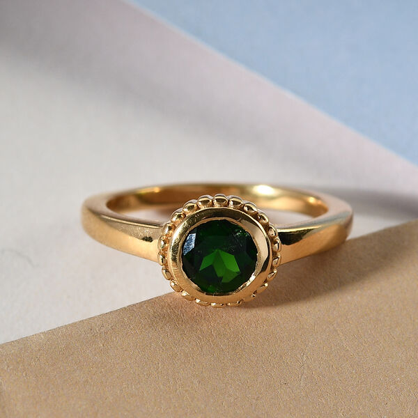 Nat&uuml;rlicher Chromdiopsid Solit&auml;r Ring 925 Silber vergoldet  ca. 0,92 ct image number 2