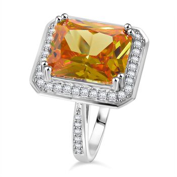 LUSTRO STELLA - Canary Diamond Zirkonia Ring, 925 Silber rhodiniert (Gr&ouml;&szlig;e 19.00)