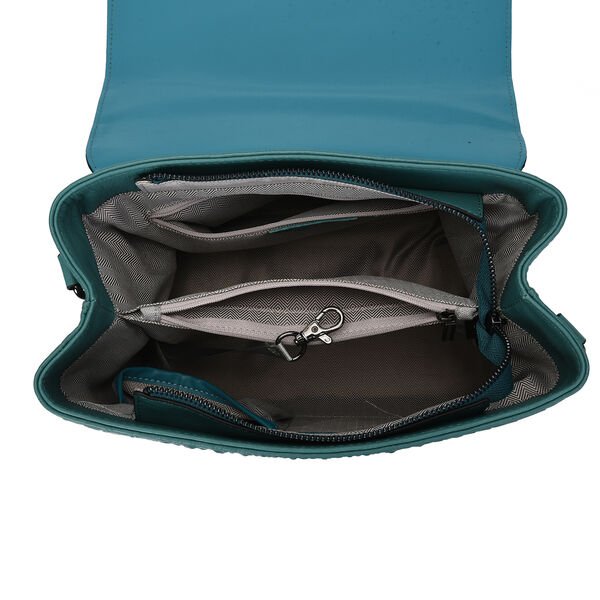 Schultertasche aus 100% echtem Leder mit Kroko-Prägung und abnehmbarem Riemen image number 4