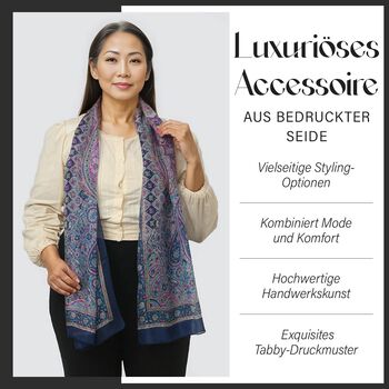 Geschmeidiger Luxuri&ouml;ser 100% Seidenschal, dunkelblau