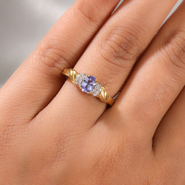 Tansanit und Zirkon Ring 925 Silber vergoldet  ca. 0,60 ct image number 3