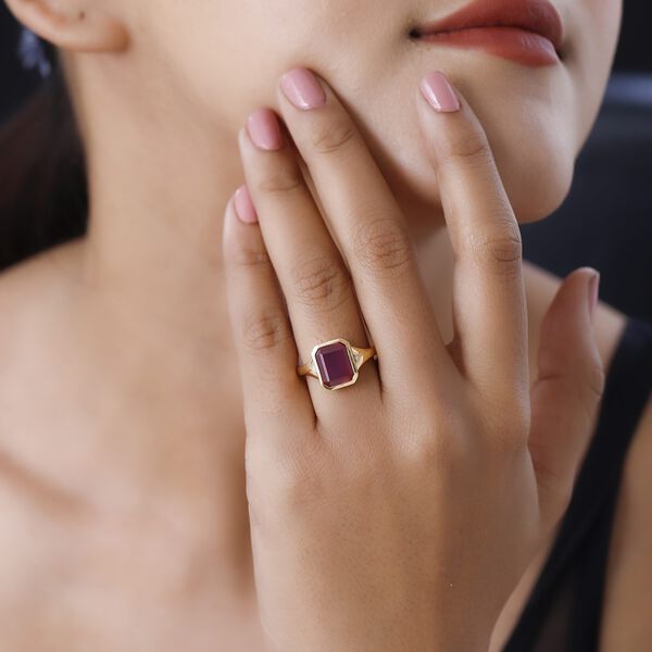 Afrikanischer Rubin und weißer Diamant Ring, ca. 5,37 ct. image number 3