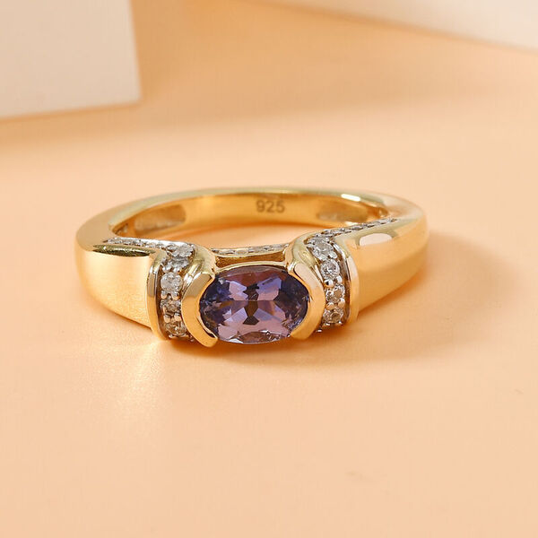 Tansanit und Zirkon Ring 925 Silber vergoldet  ca. 0,99 ct image number 2