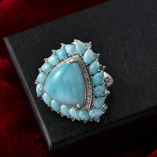 D'Joy Larimar Ring 925 Silber rhodiniert (Größe 17.00) ca. 29,46 ct image number 1