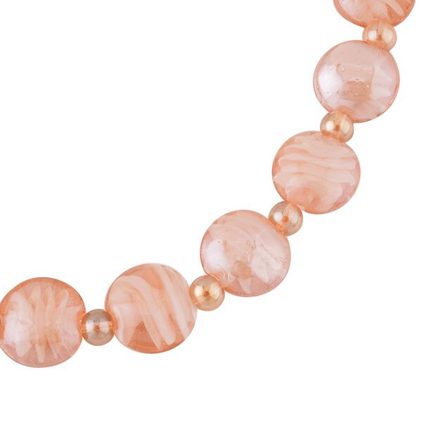 Rosa Glas-Perlen 53,25cm Halskette und flexibles Armband im Murano-Stil image number 4