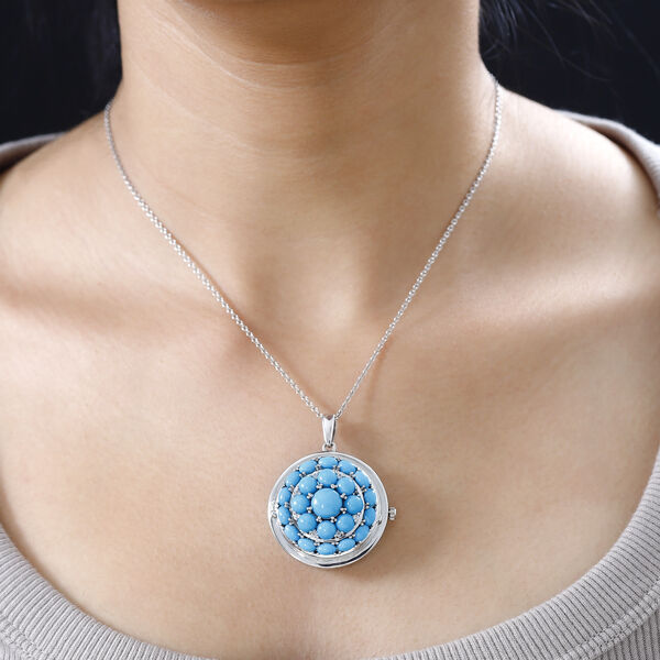 2 in 1 EON AA Sleeping Beauty Türkis und Zirkon Cluster Anhänger mit Taschenuhr - 7,90 ct. image number 4