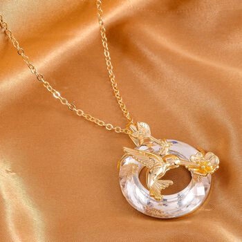 Glas Vogel Anh&auml;nger mit Kette, goldfarben