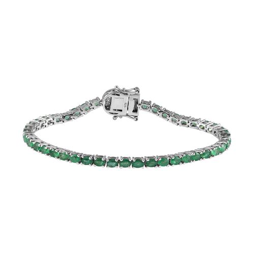 Kagem sambisches Smaragd und Zirkon-Armband, 20 cm, 925 Silber platiniert, 7,48 ct. image number 0