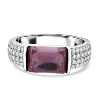 LUSTRO STELLA - Rosa Zirkonia, Wei&szlig;er Zirkonia Ring 925 Silber rhodiniert (Gr&ouml;&szlig;e 17.00)