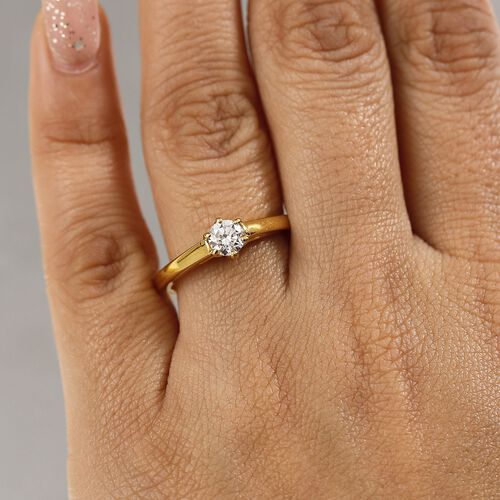 LUXURIANT DIAMOND- SGL zertifizierter VS-EF Labor Diamant Ring, 925 Silber 750 Gelbgold Vermeil - 0,50 ct. image number 3