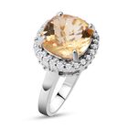 Citrin und weißer Zirkon-Ring, 925 Silber platiniert (Größe 16.00) ca. 3,91 ct