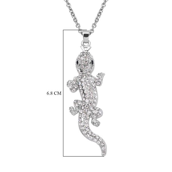 Gecko Schwarzer Kristall, Weißer Kristall Halskette, ca. 60 cm image number 6