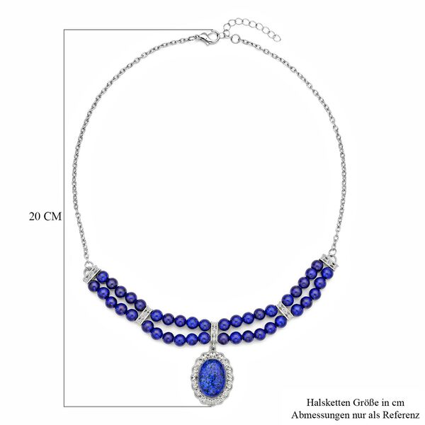 Lapislazuli Halskette, ca. 45 cm, silberfarben ca. 96.00 ct image number 3