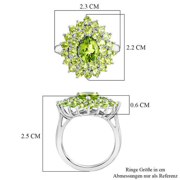 Nat&uuml;rlicher Peridot Ring 925 Silber platiniert  ca. 4,61 ct image number 8