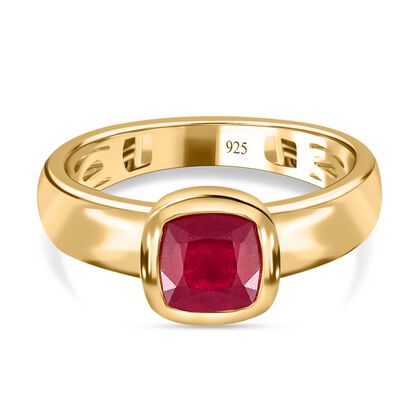 Afrikanischer Rubin (Fissure gef&uuml;llt) Ringe 925 Silber Gelbgold Vermeil (Gr&ouml;&szlig;e 20.00) ca. 1.50 ct