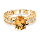 AA Premium Brasilianischer Heliodor, weißer Zirkon Ring, 925 Silber Gelbgold Vermeil, (Größe 20.00) ca. 1.97 ct