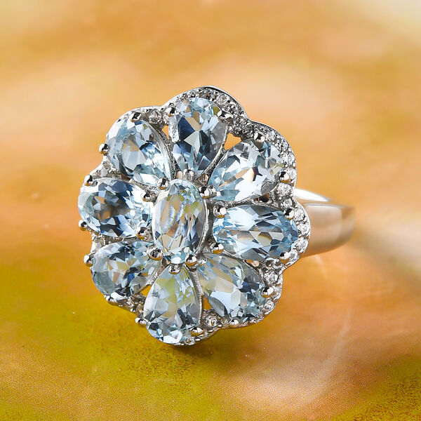 Espirito Santo Aquamarin und Zirkon Ring, ca. 3,92 ct. image number 2