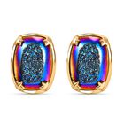 Blaues Fenster Drusy Ohrringe Nickelfreies Messing goldfarben, ca. 10,48 ct.