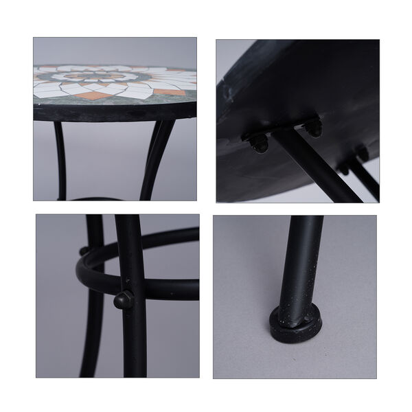 3er-Set - Mosaik-Tisch und 2 Mosaik-St&uuml;hle, Kaleidoskop-Muster, Dunkelgr&uuml;n-Terracotta-Wei&szlig;&nbsp; image number 4