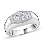 Moissanit Ring, 925 Silber rhodiniert, (Größe 18.00) ca. 1.09 ct