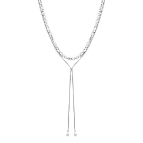 Kristall Halskette in Silberton, 52 cm