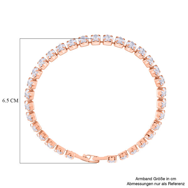 Designer inspiriert - Wei&szlig;er Zirkonia Herz-Armband ca. 19 cm Nickelfreies Messing, ros&eacute;vergoldet image number 4
