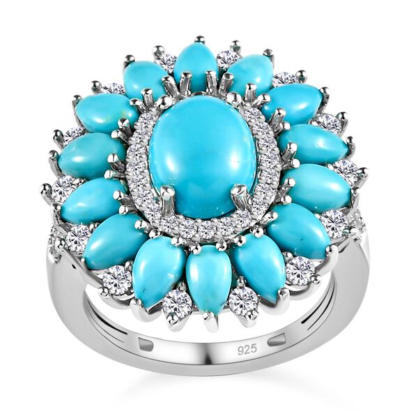 AA Sleeping Beauty Türkis und Zirkon-Ring - 5,87 ct. image number 4