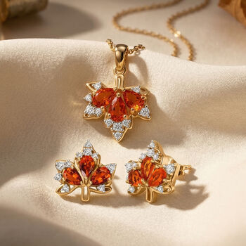 D'Joy AAA Blaze Feueropal und Zirkon Ohrringe und Anh&auml;nger mit 50cm Kette