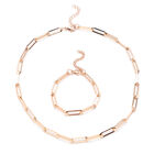 2er-Set Büroklammer Halskette ca. 50 cm und Armband ca.19 cm Edelstahl rosévergoldet