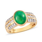 Grün gefärbter äthiopischer Opal und Zirkon Ring 925 Silber vergoldet (Größe 16.00) ca. 1,82 ct image number 3