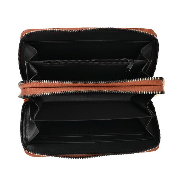 Elegantes RFID-Schutz Brieftasche in Braun mit geprägtem Webmuster image number 7