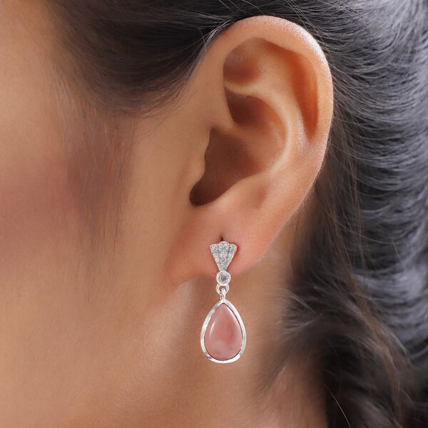 Oregon Pfirsich Opal und Zirkon-Ohrh&auml;nger - 4,48 ct. image number 3