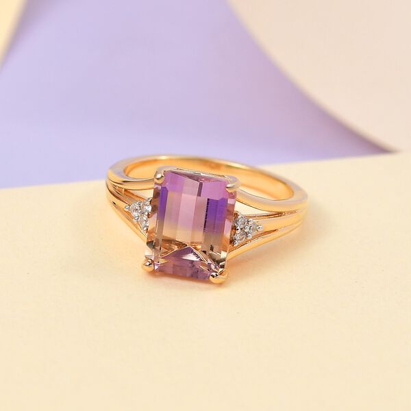 AAA Ametrin, weißer Zirkon Ring, 925 Silber vergoldet, (Größe 20.00) ca. 3.76 ct image number 2