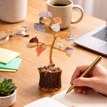 "Livmore Set of 8 Gemstone bonsai Trees Size -5.08 Cm Color- Multi  "