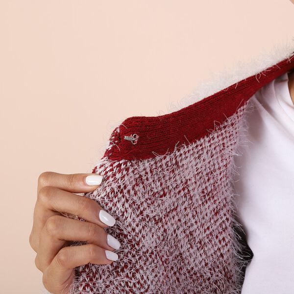 Langer Cardigan mit Taschen und Knopf, gestrickt, Einheitsgr&ouml;&szlig;e Rot image number 5